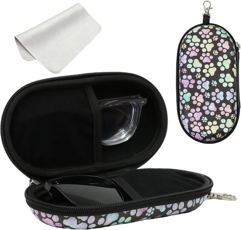FlyingMage Store Double Eyeglasses Case, Hard Shell Dual Sunglasses Organizer with Zipper Clip Travel Glasses Storage for Women Men - Image 1